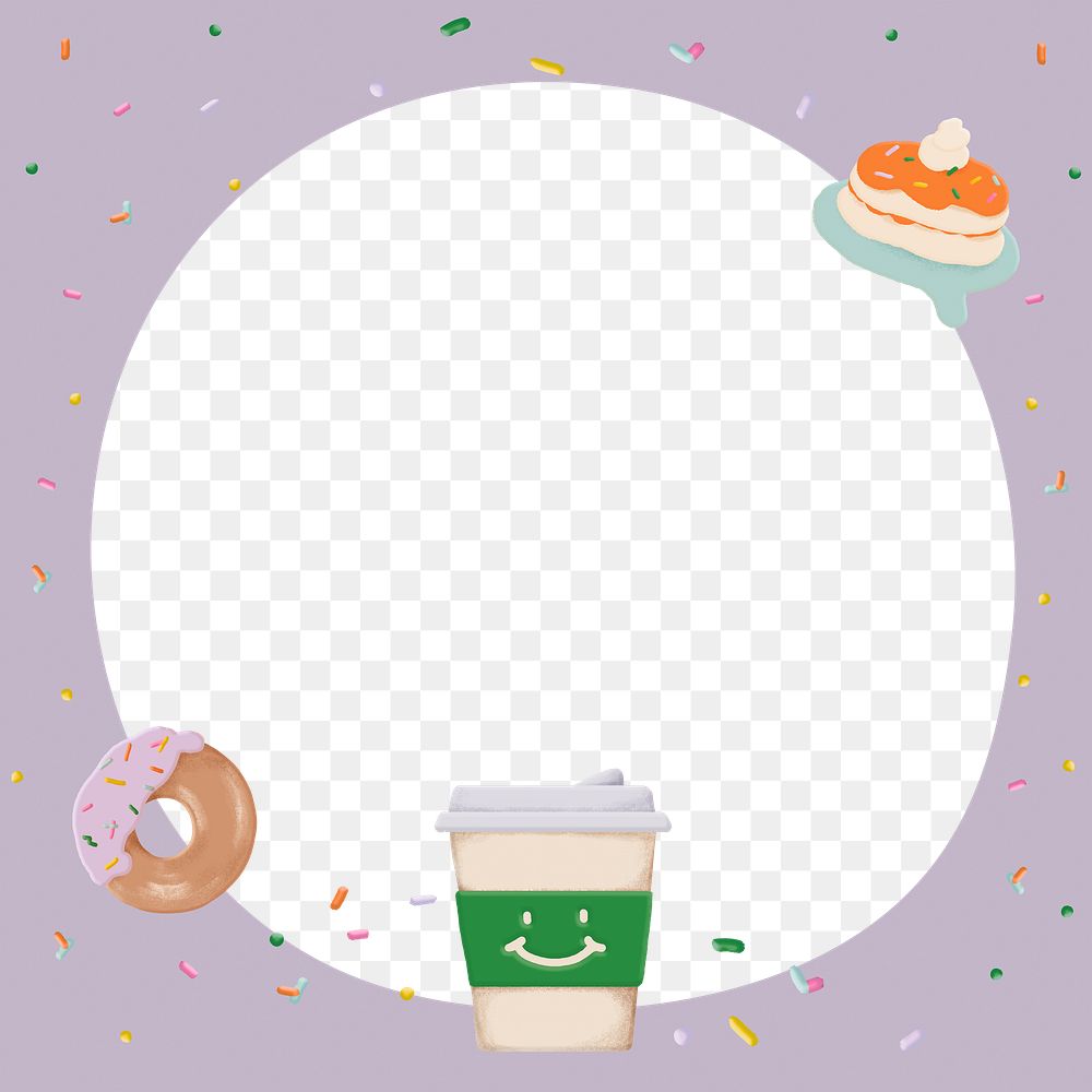 Cute png dessert frame design, transparent 