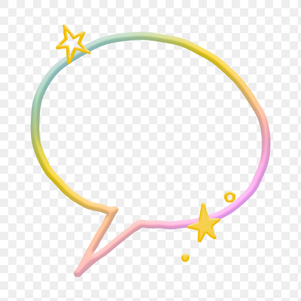 Png speech bubble collage element, emoji sticker, hand drawn, transparent background