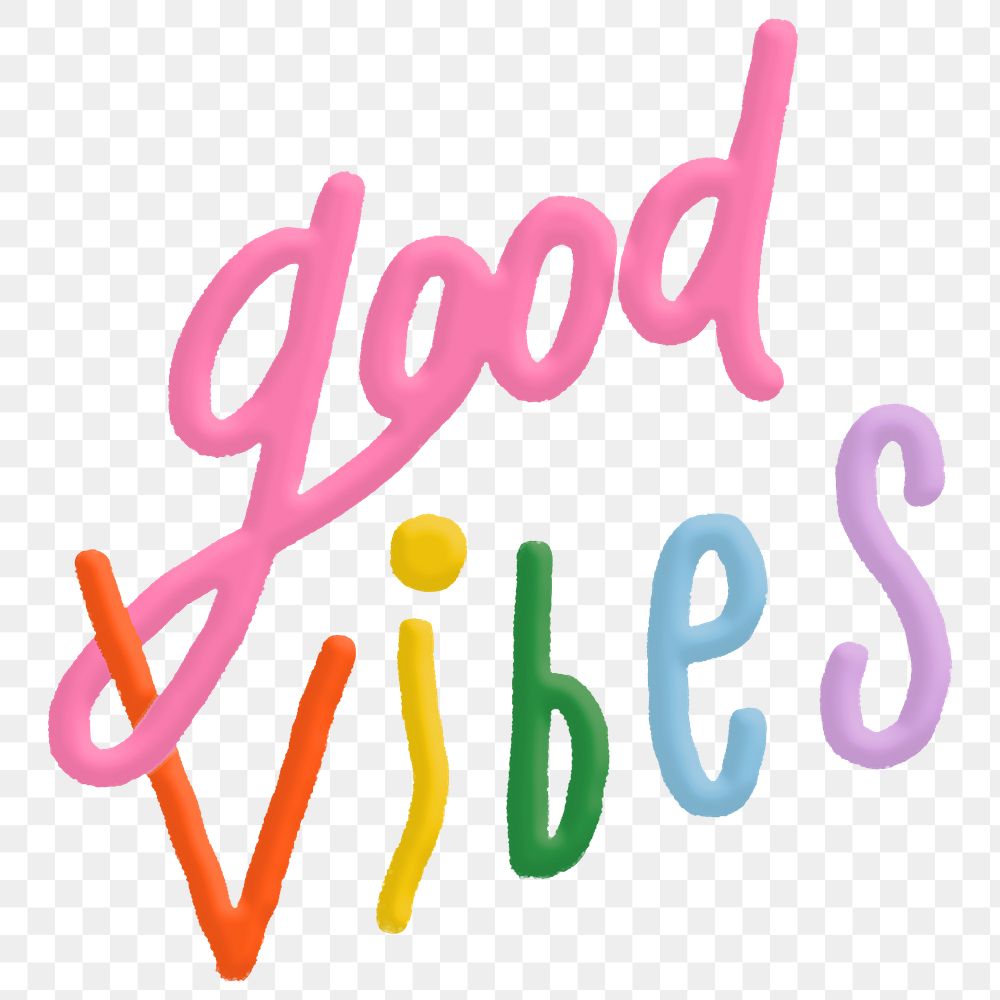 Aesthetic png good vibes text sticker, positivity collage element, transparent background