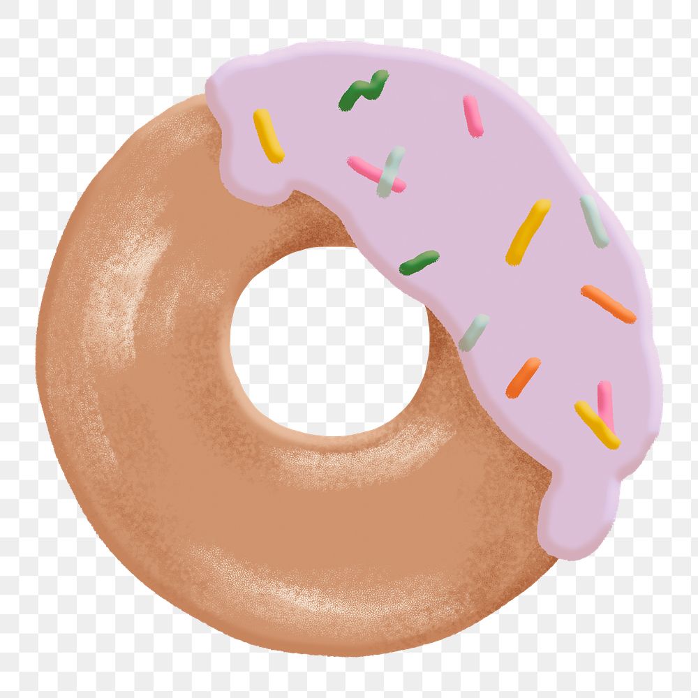 Png donut sticker, cute emoji collage element, transparent background