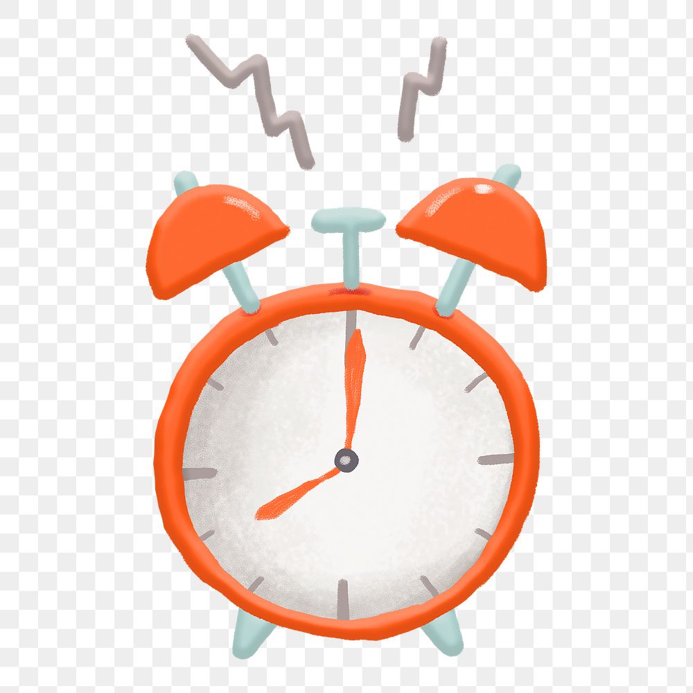 Png alarm clock sticker, cute emoji collage element, transparent background