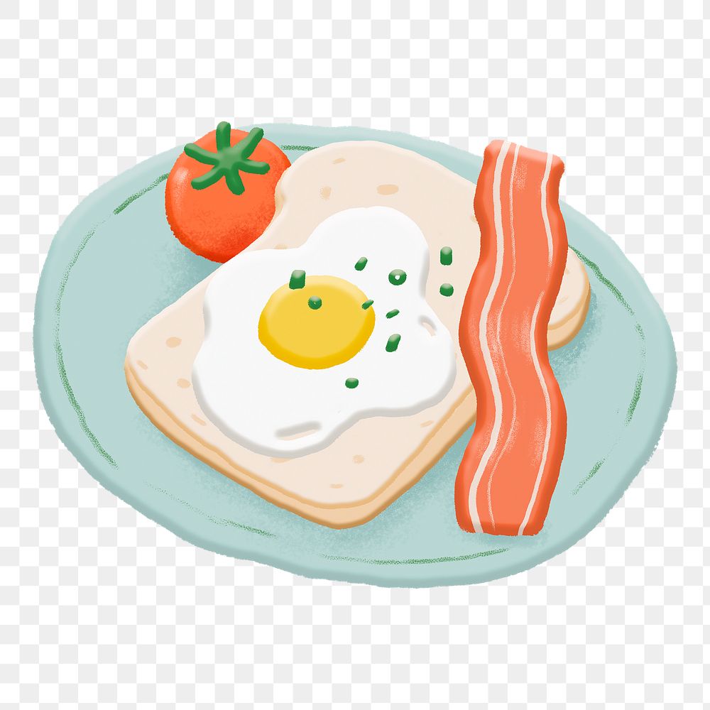 Png breakfast sticker, cute emoji collage element, transparent background