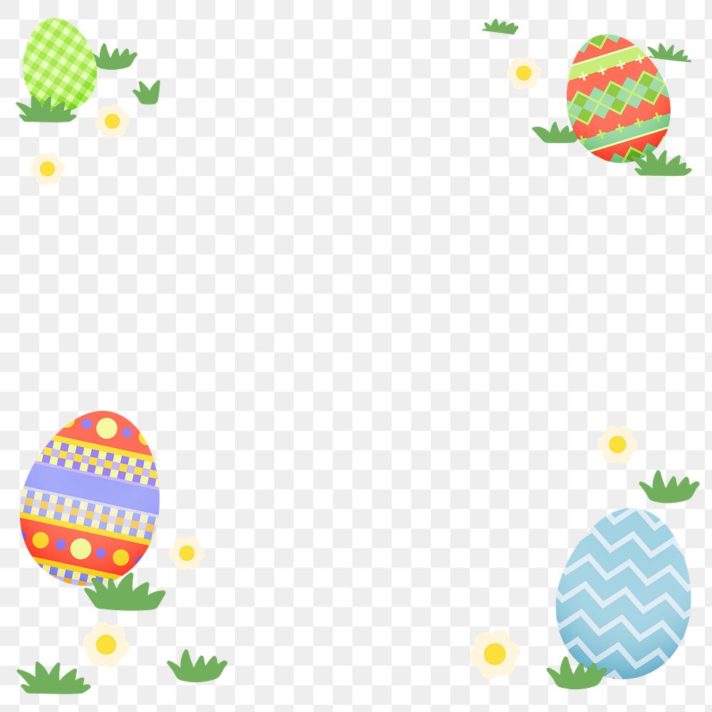 Easter celebration png transparent background, patterned egg frame border
