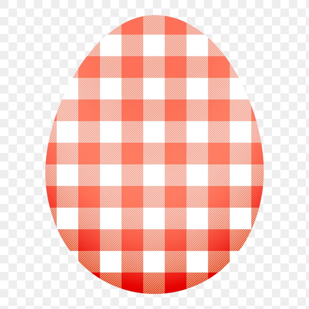 Easter egg png sticker, checkered red pattern on transparent background