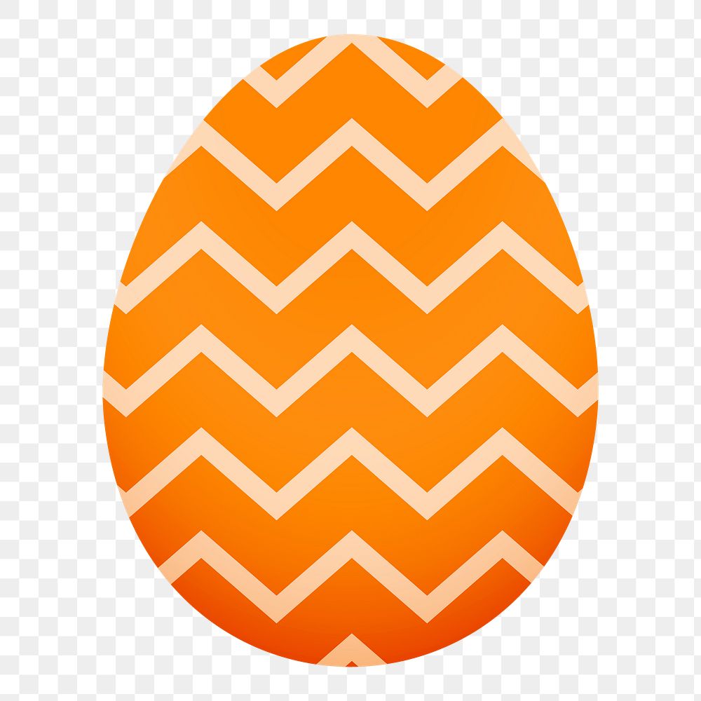 Zig-zag Easter png egg sticker, orange pattern on transparent background