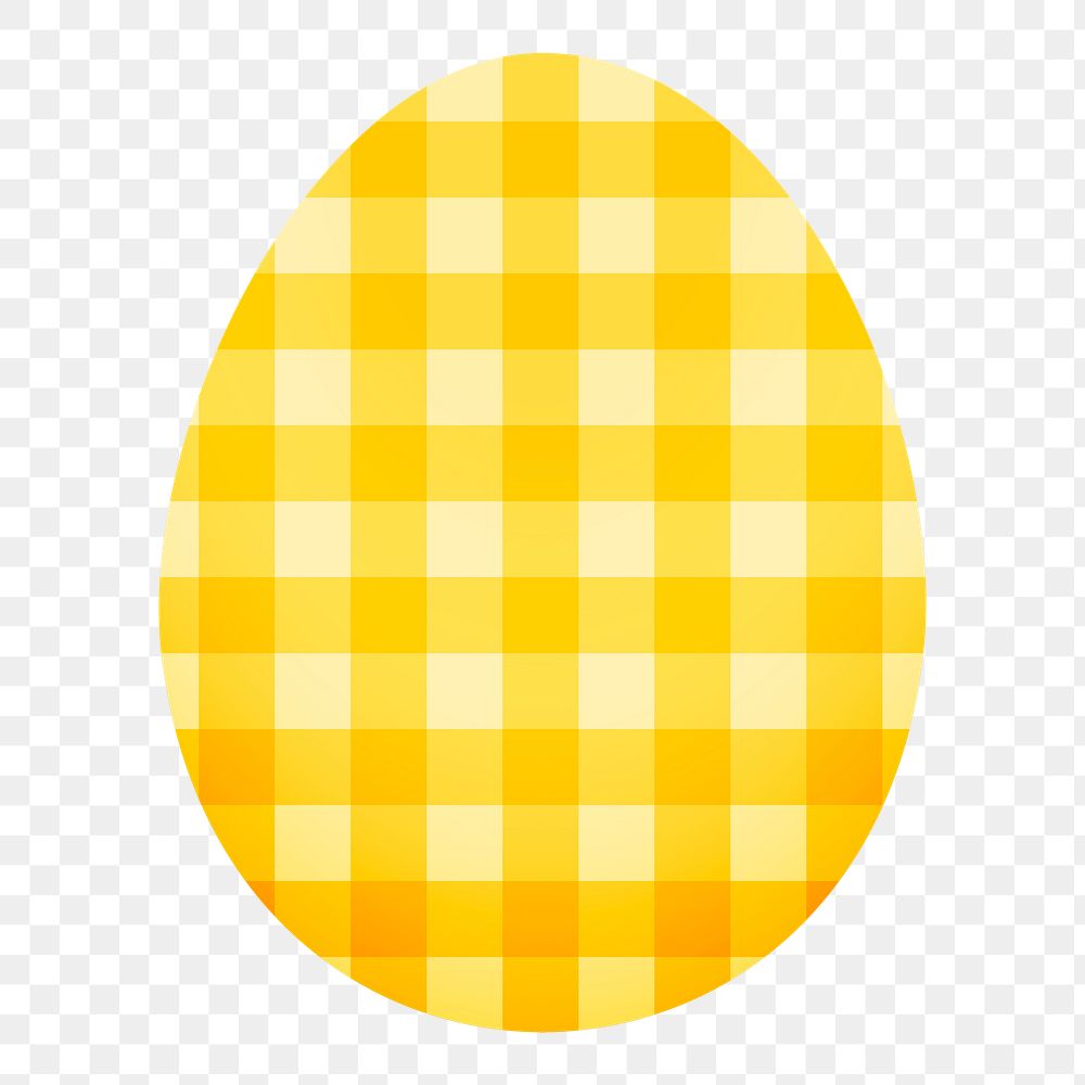 Easter egg png sticker, checkered yellow pattern on transparent background