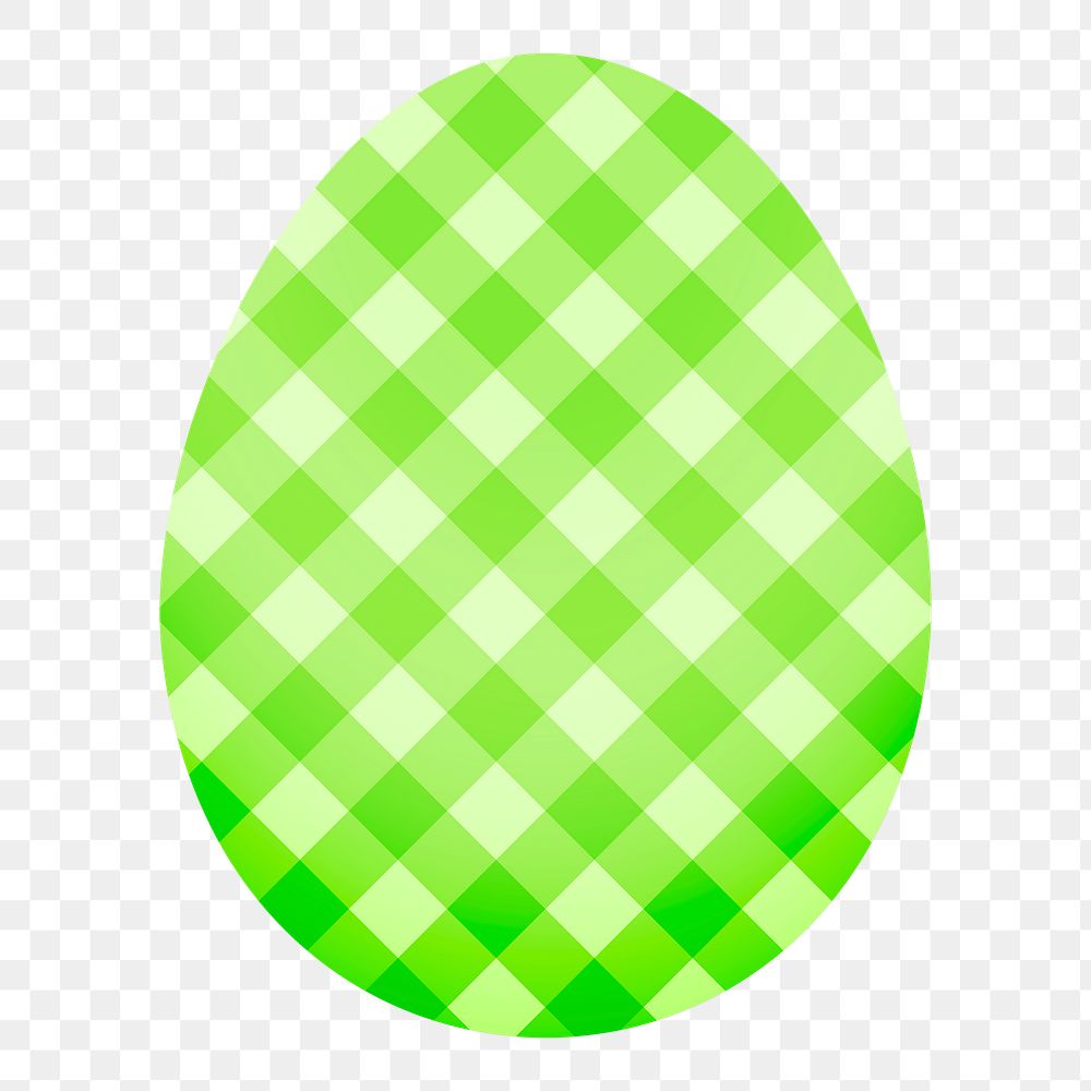 Easter egg png sticker, green checker pattern on transparent background