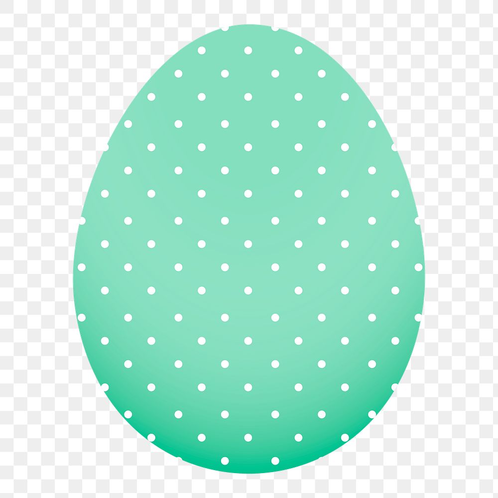 Easter egg png sticker, polka dot pattern in green on transparent background
