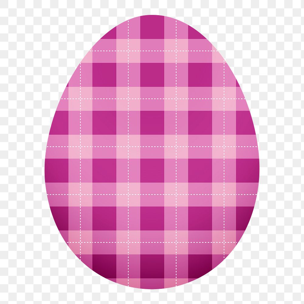 Easter egg png sticker, tartan purple pattern on transparent background