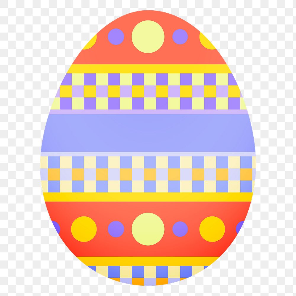 Colorful png Easter egg sticker, tribal pattern design on transparent background