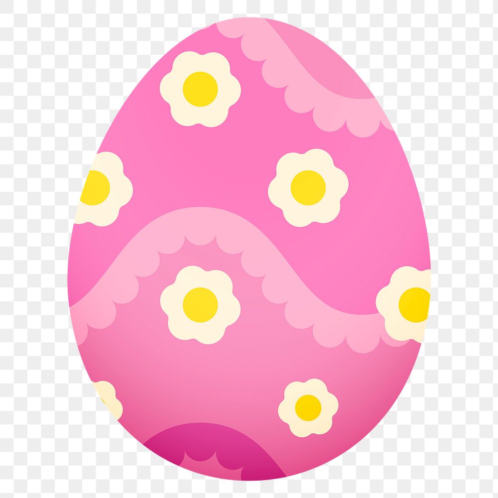 Floral Easter png egg collage element, pink pattern design