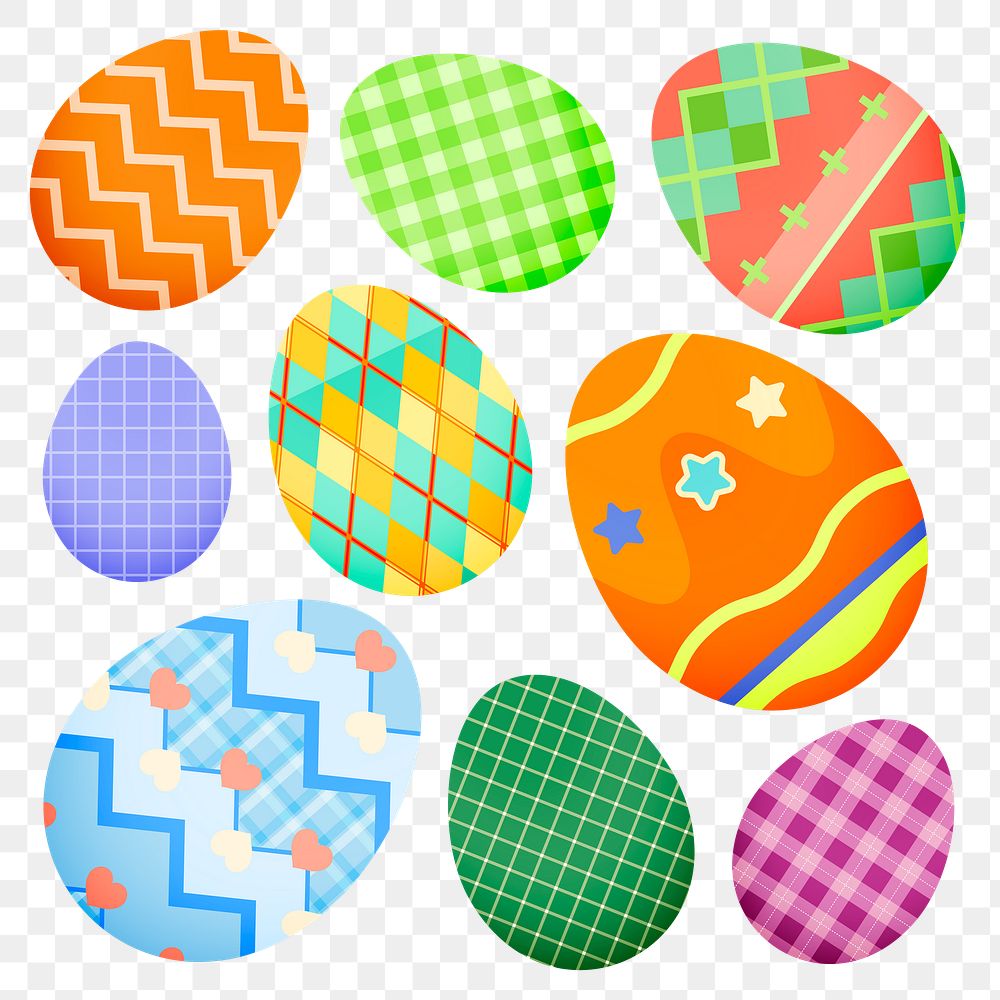 Patterned png Easter egg sticker, colorful abstract design on transparent background