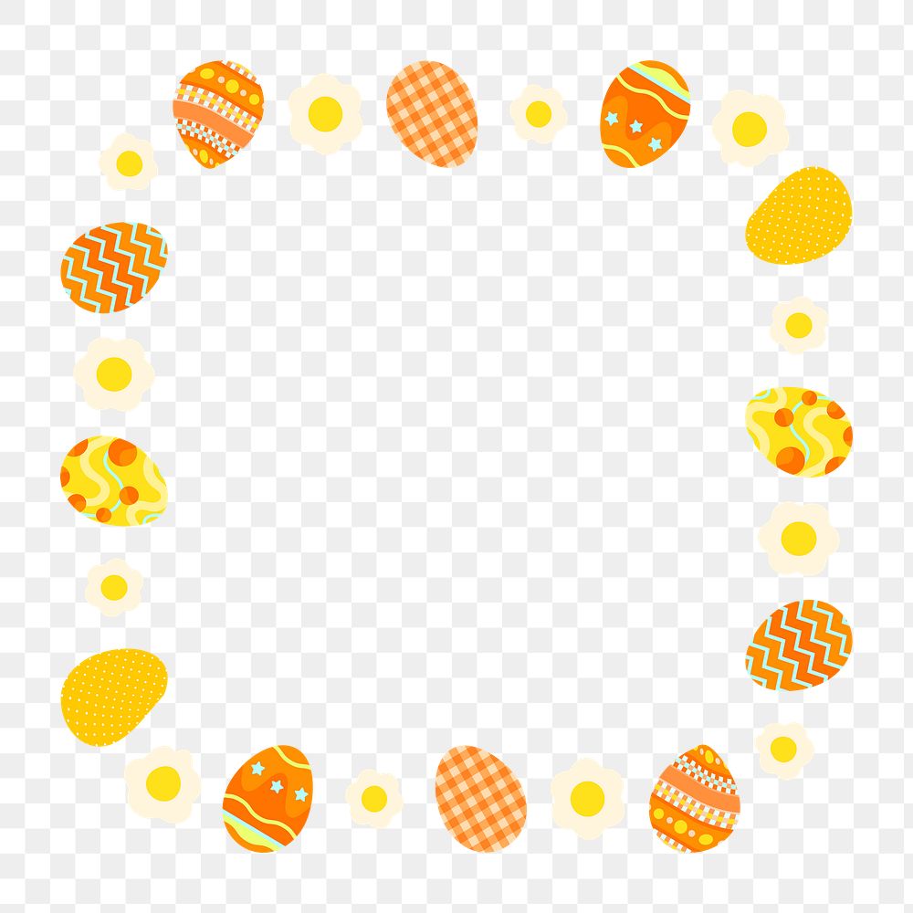 Easter celebration png frame, egg pattern on transparent background
