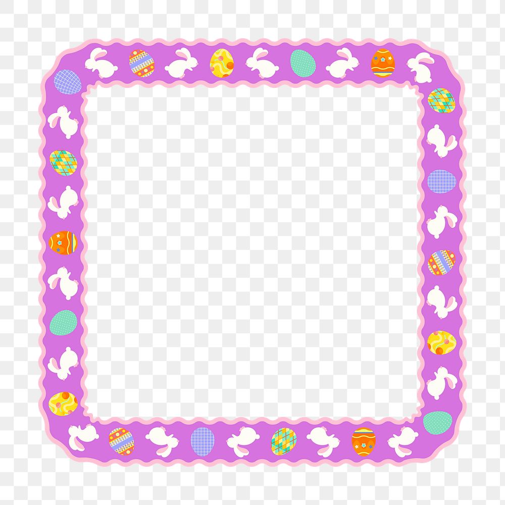 Purple png frame, Easter celebration pattern on transparent background