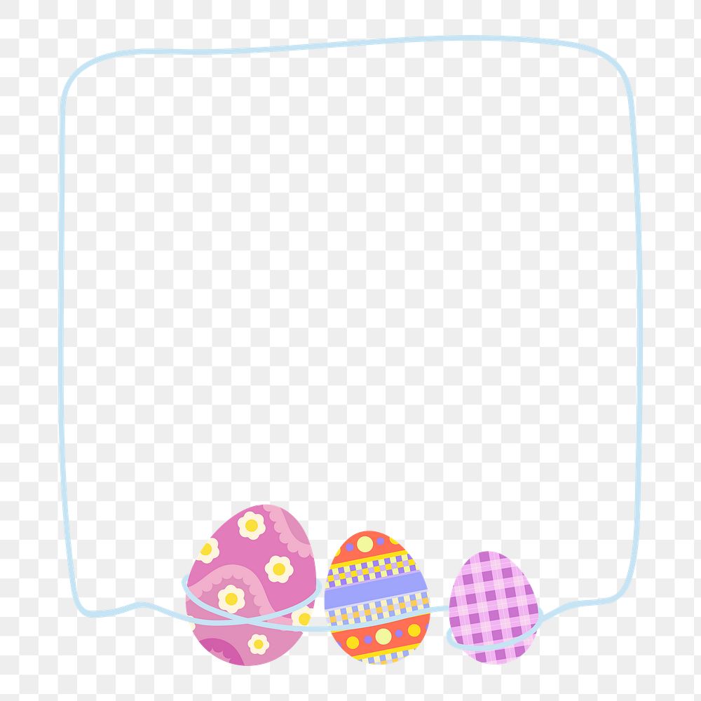 Easter eggs png frame, festive design on transparent background