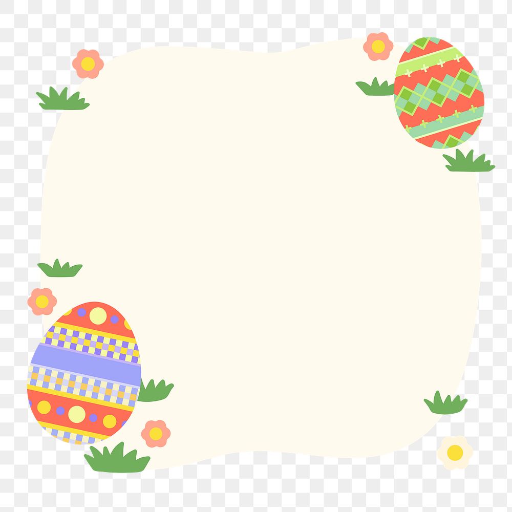 Easter png frame sticker, colorful eggs collage element