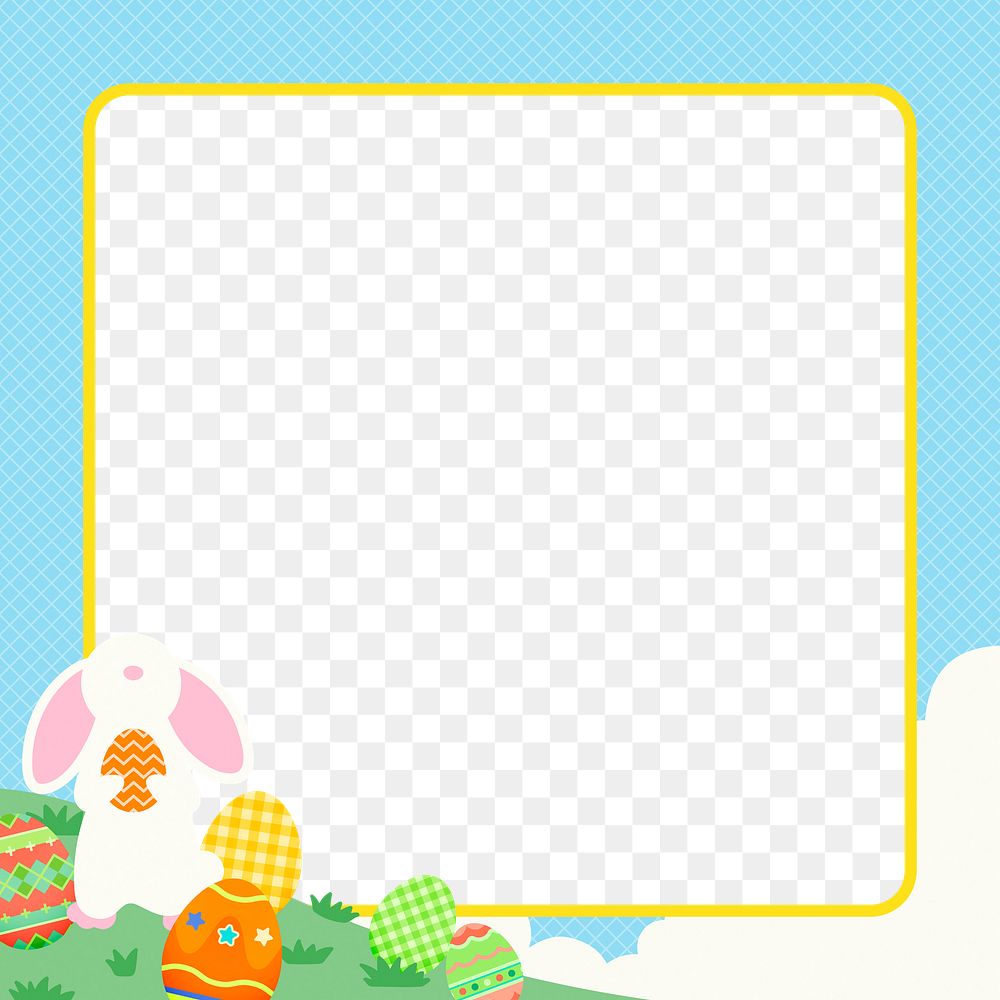 Easter bunny png frame, transparent background