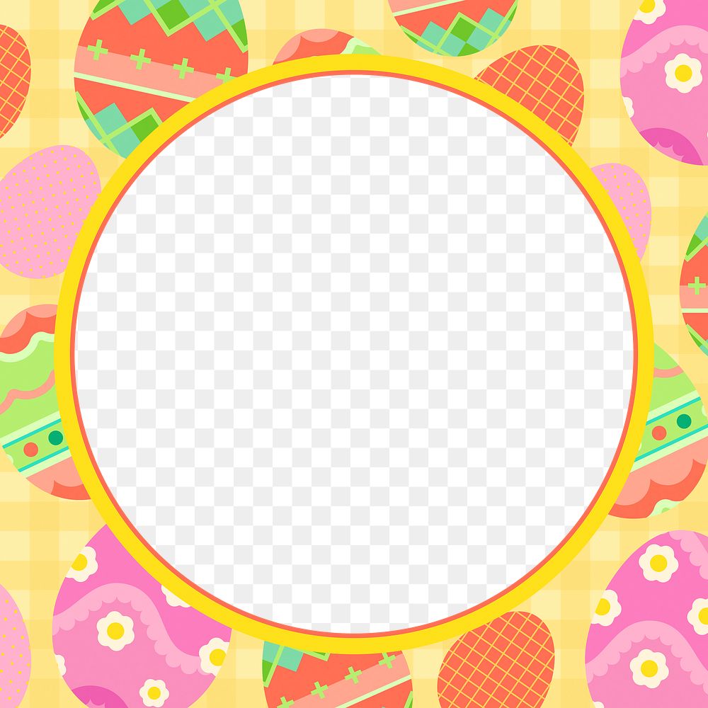 Easter png frame, transparent background in festive pattern design