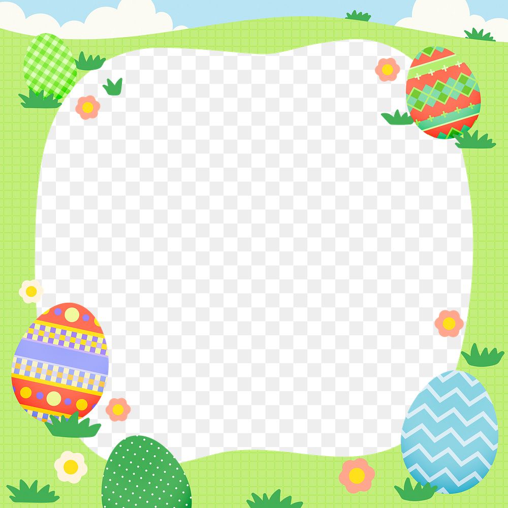 Green Easter png frame, transparent background