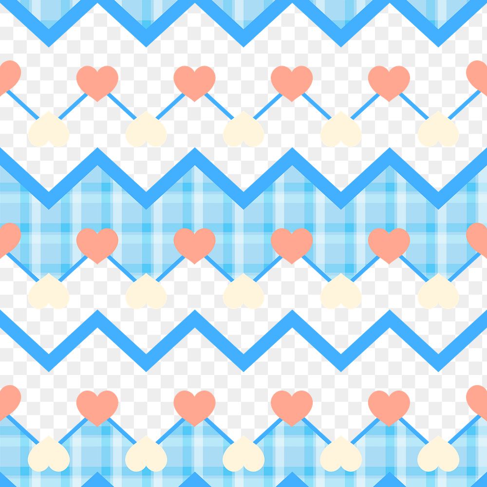 Heart png pattern, transparent background, pastel blue design