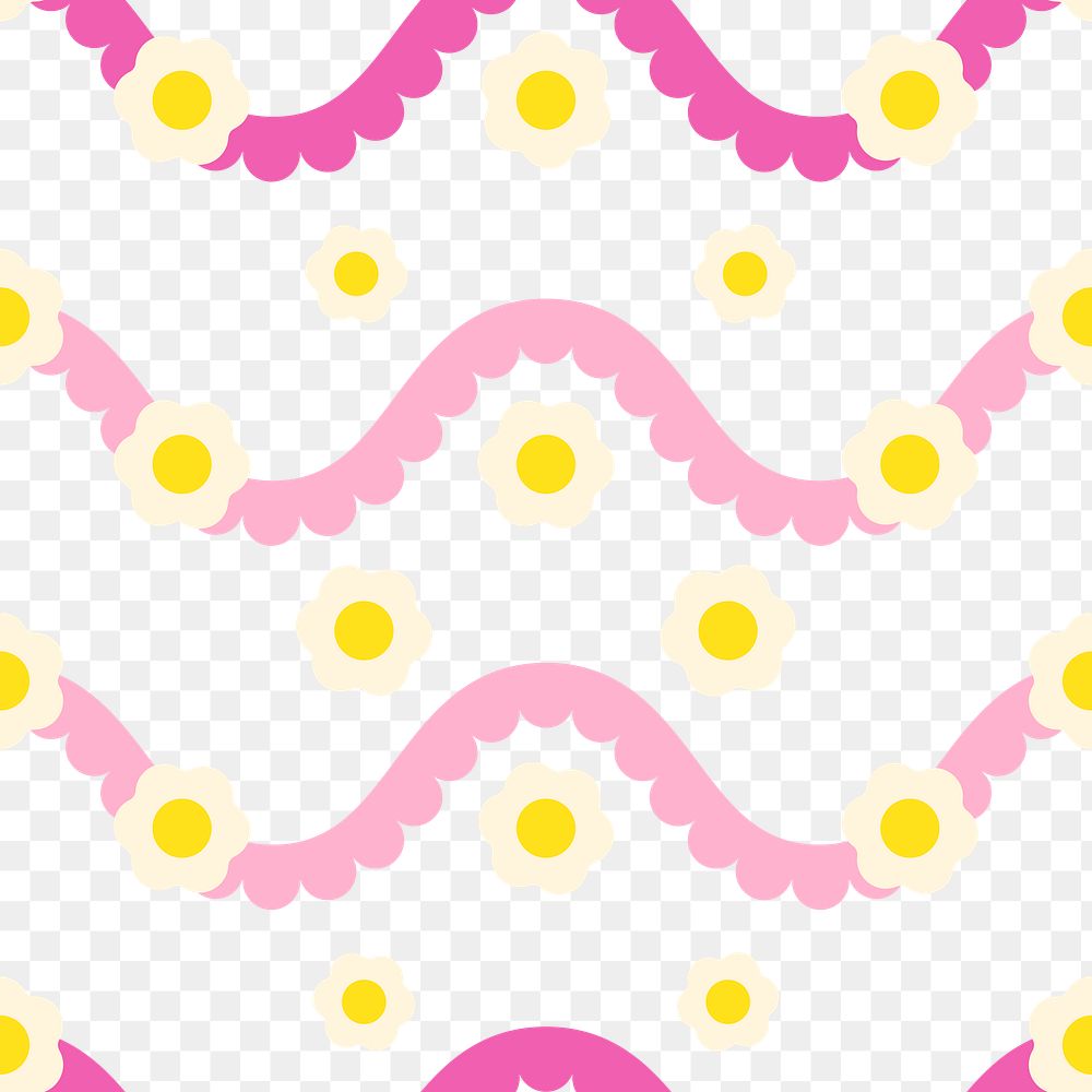 Pink flower png pattern, transparent background, feminine design