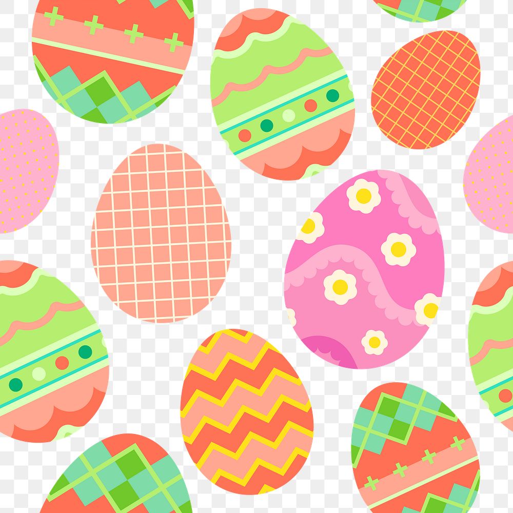 Easter egg pattern, transparent background, cute design