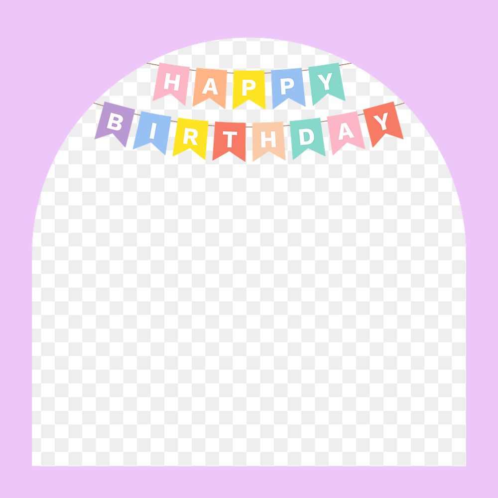 Png arch birthday party frame design, transparent background
