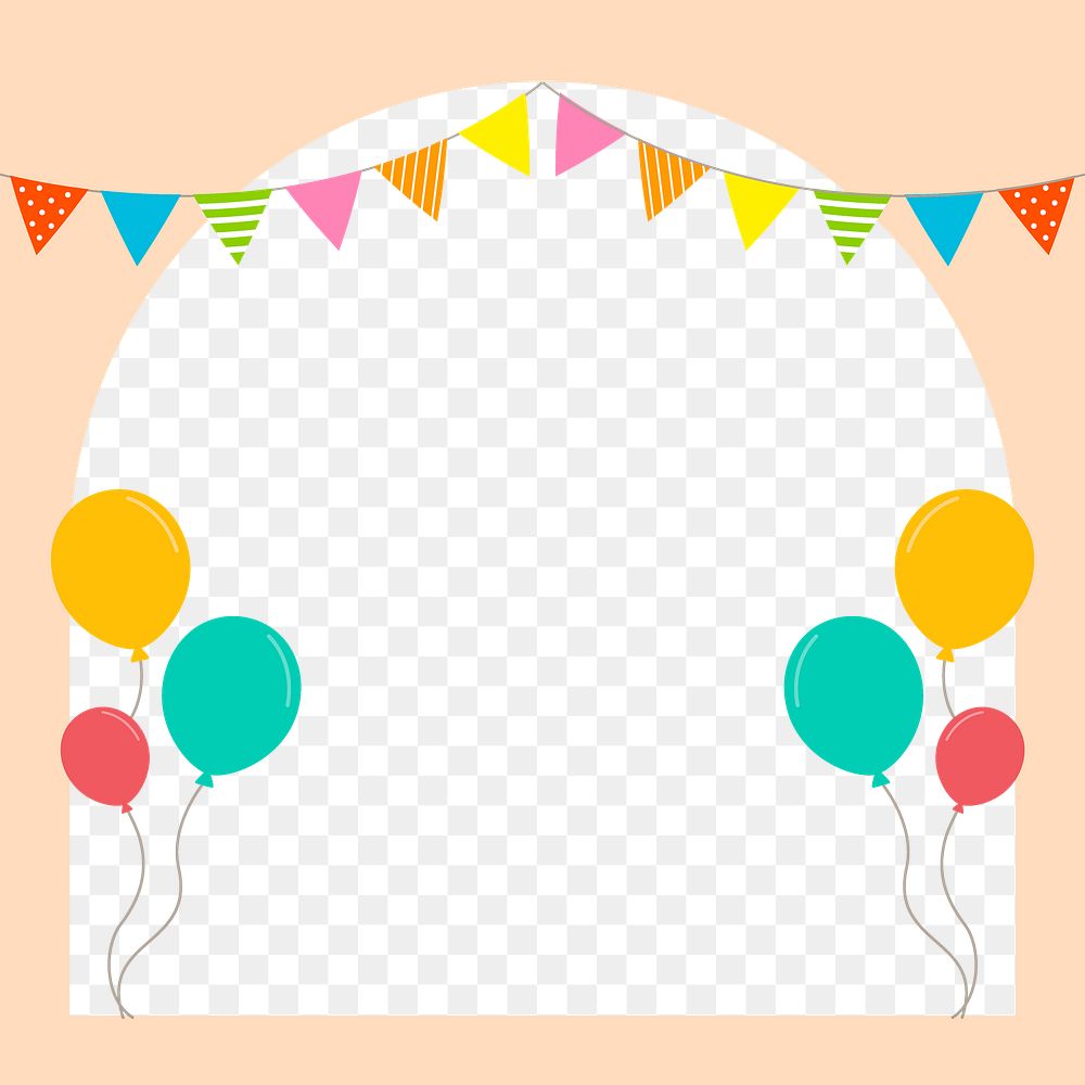 Png colorful party invitation frame, celebration, transparent background