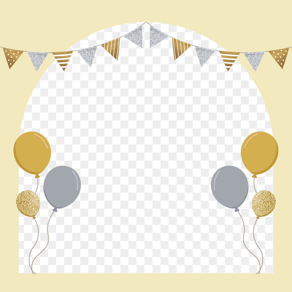 Png gold party invitation frame, celebration, transparent background