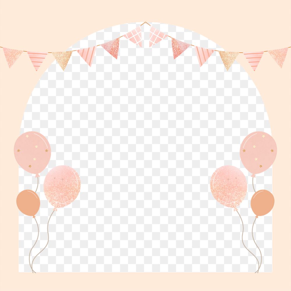 Png arch party frame design, transparent background