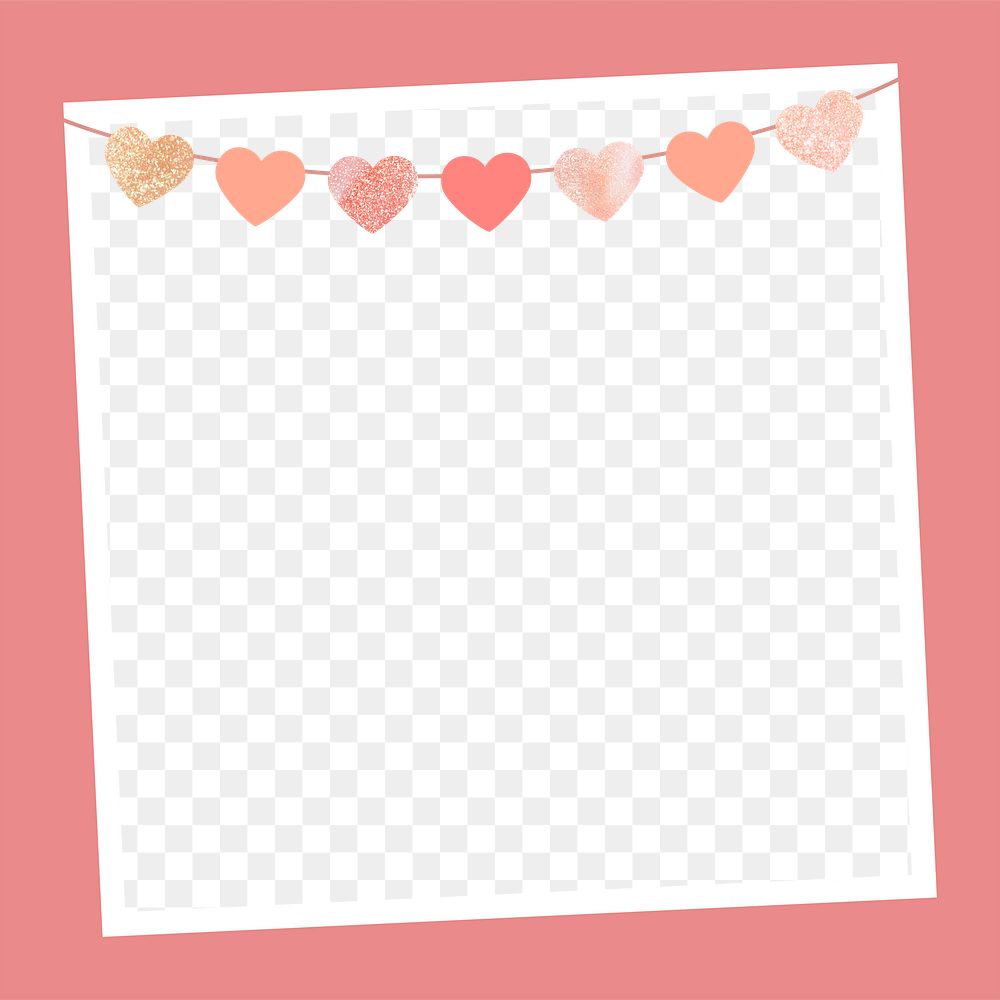 Heart shaped banner png frame background, party design