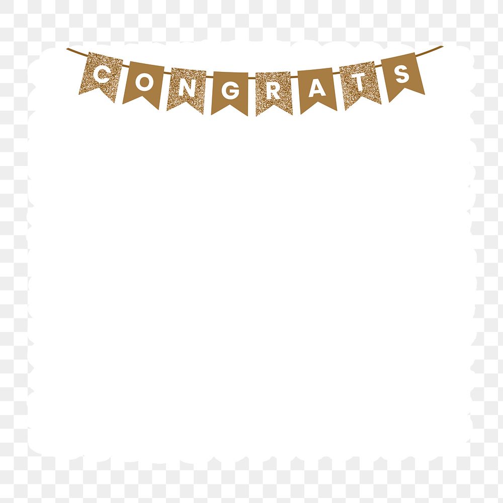 Gold png party decoration frame, transparent background