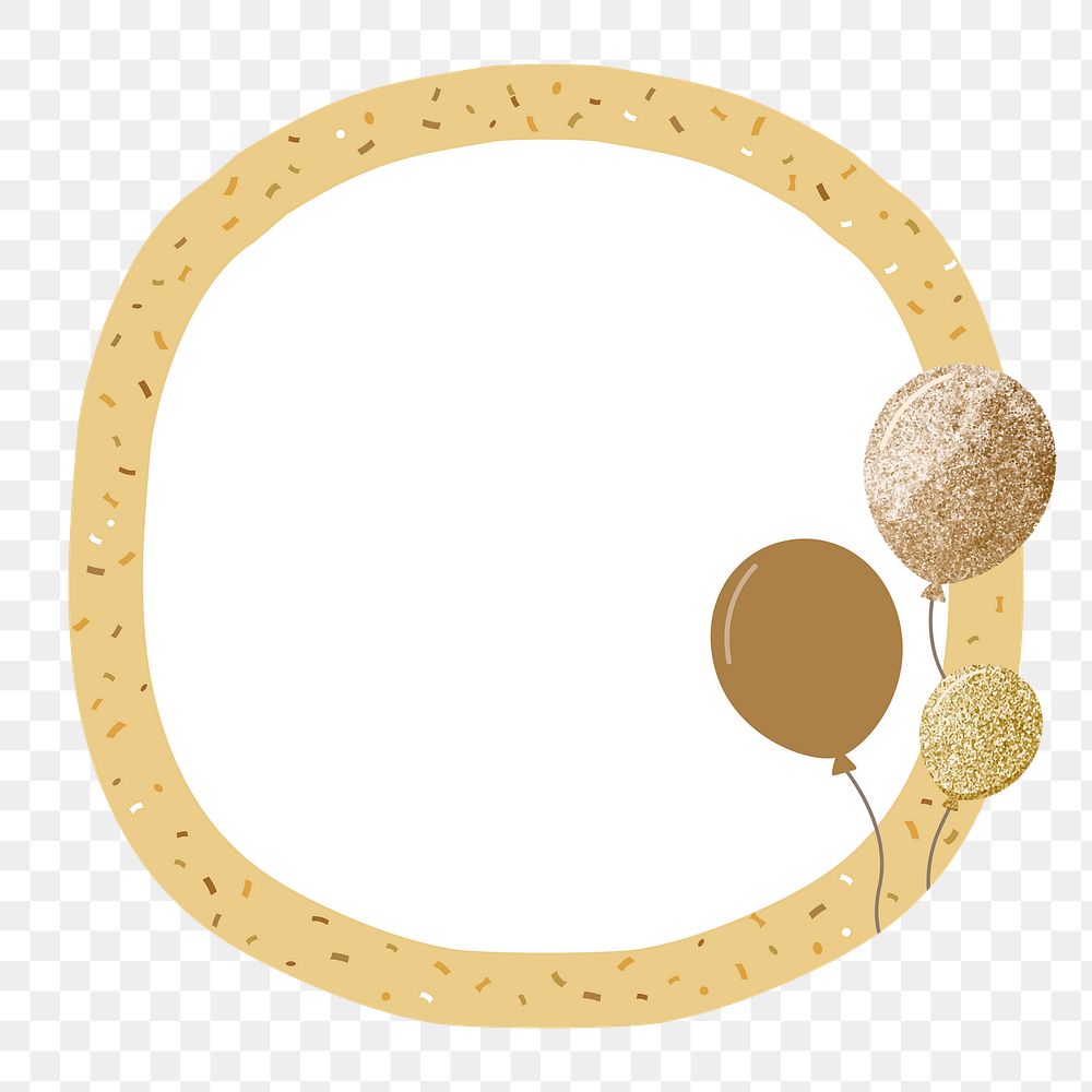 Gold png party decoration frame, transparent background