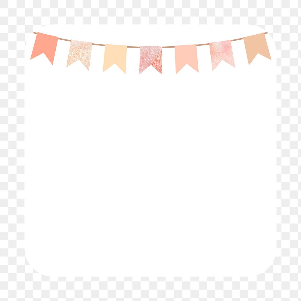 Png pastel party flag frame background, celebration design