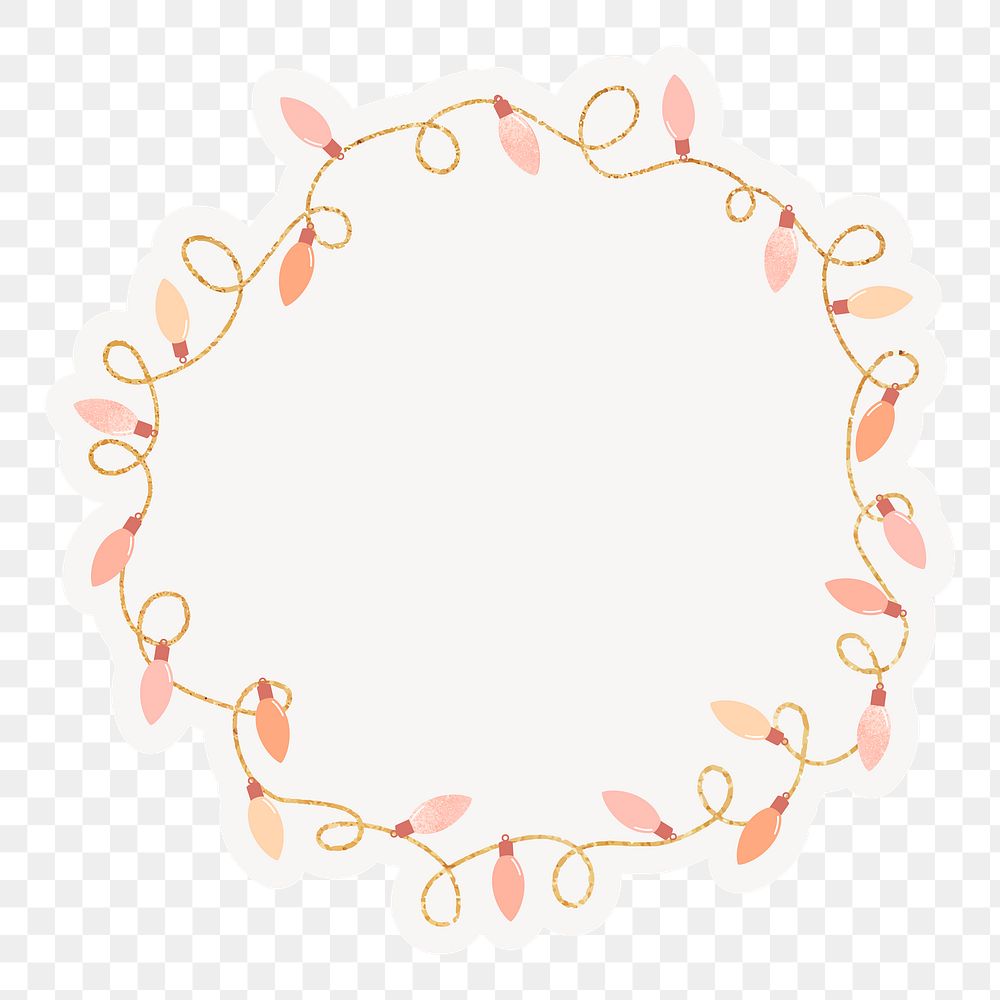 Png pink party lights frame, celebration, transparent background