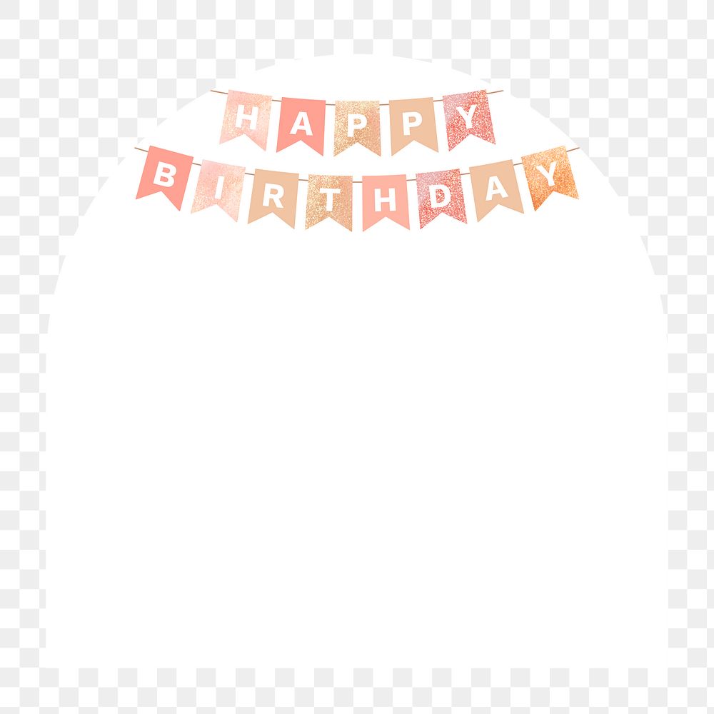 Png glitter birthday banner frame, celebration, transparent background