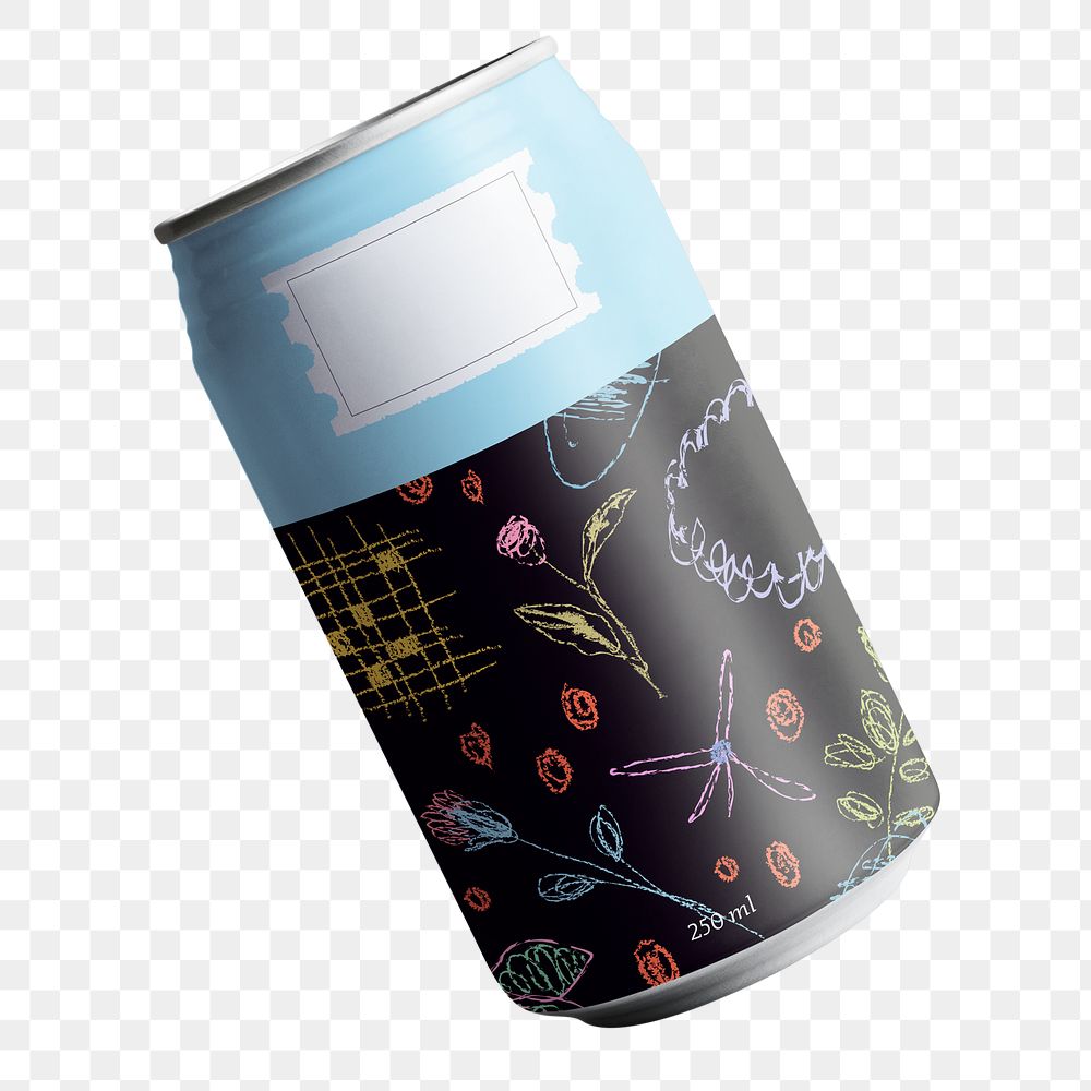Crayon soda can png, hand drawn doodle design