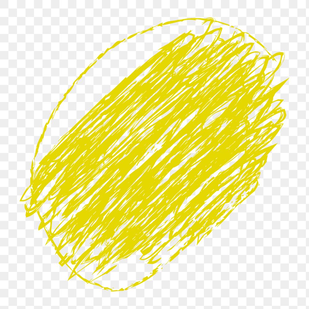Png crayon circle kids sticker, yellow hand drawn doodle design, transparent background