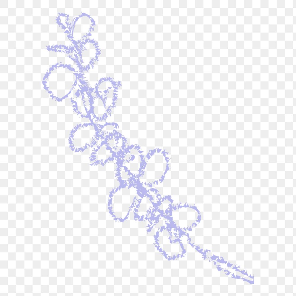 Floral line art png transparent background, pastel kids doodle design