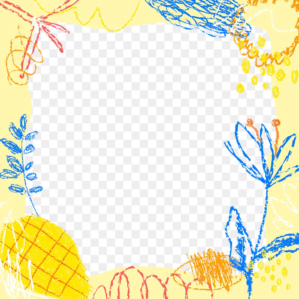 Colorful doodle png frame, crayon scribble design