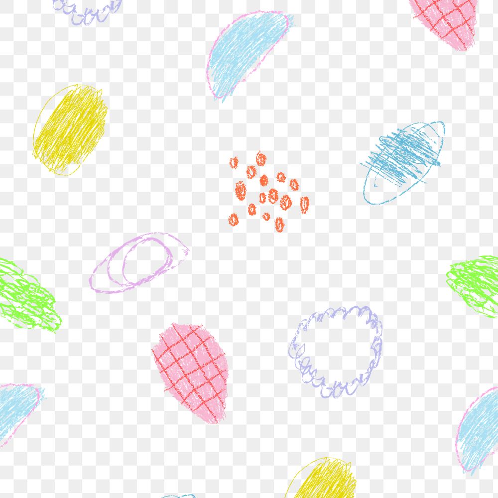 Colorful feminine pattern png background, crayon line art design