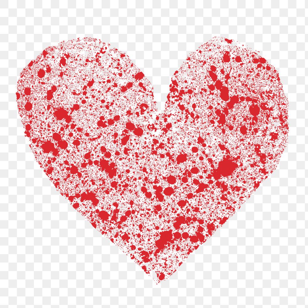 Grunge heart png sticker, red design on transparent background