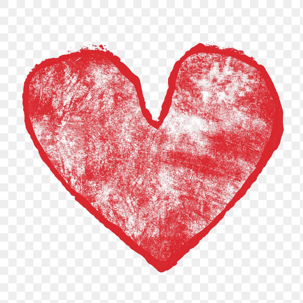 Grunge heart png sticker, red design on transparent background