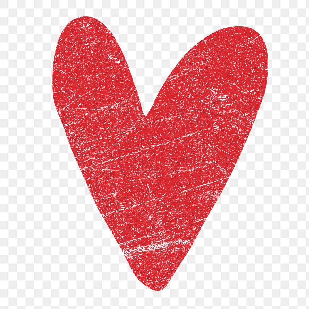 Distressed heart png sticker, red design on transparent background