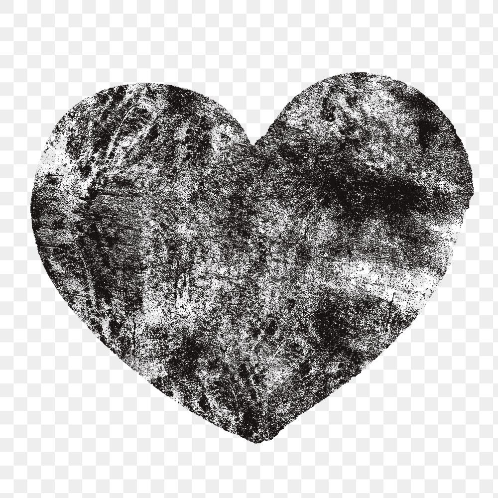 Grunge heart png sticker, black design on transparent background