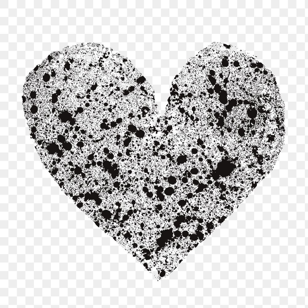 Grunge heart png sticker, black design on transparent background