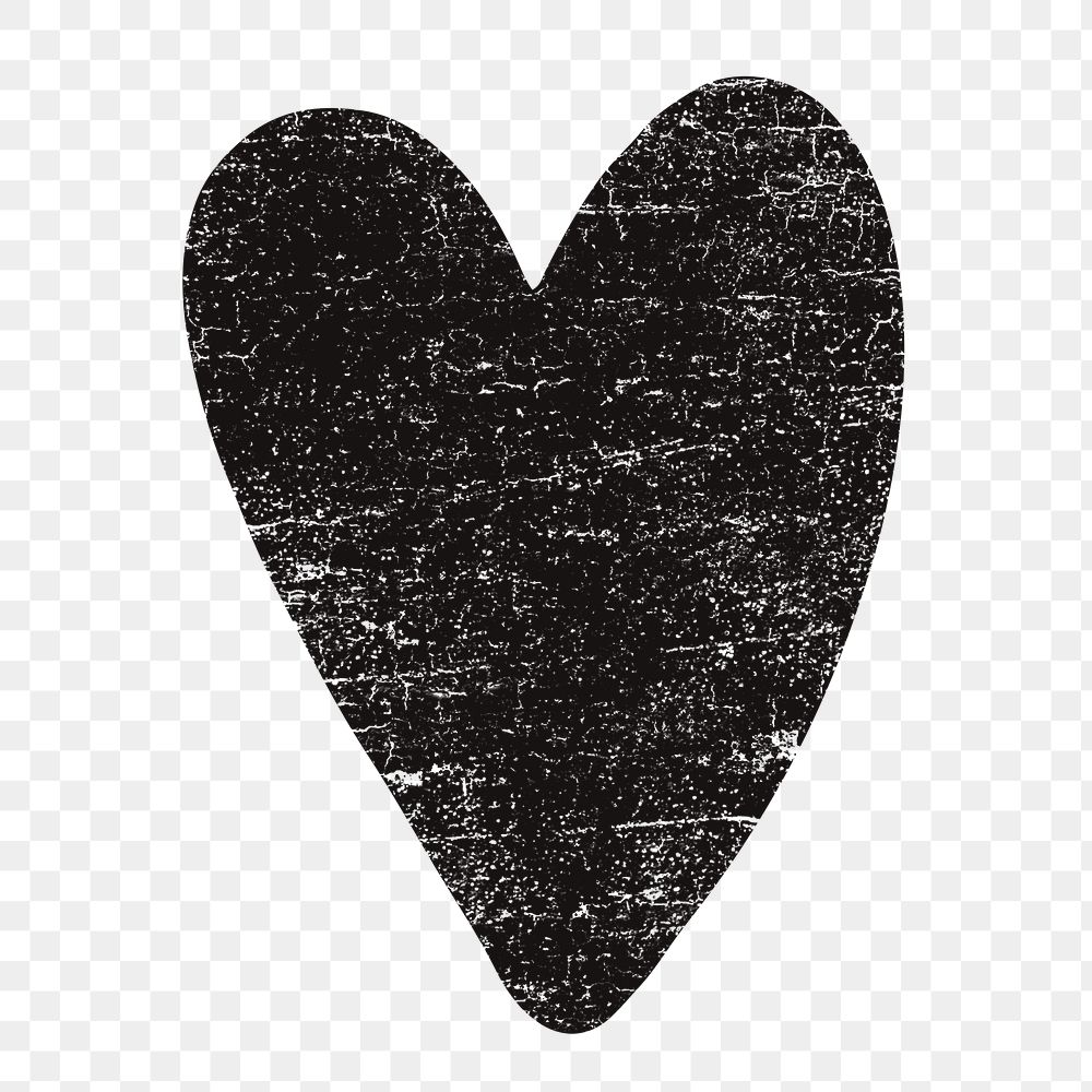 Chalk heart png sticker, black design on transparent background