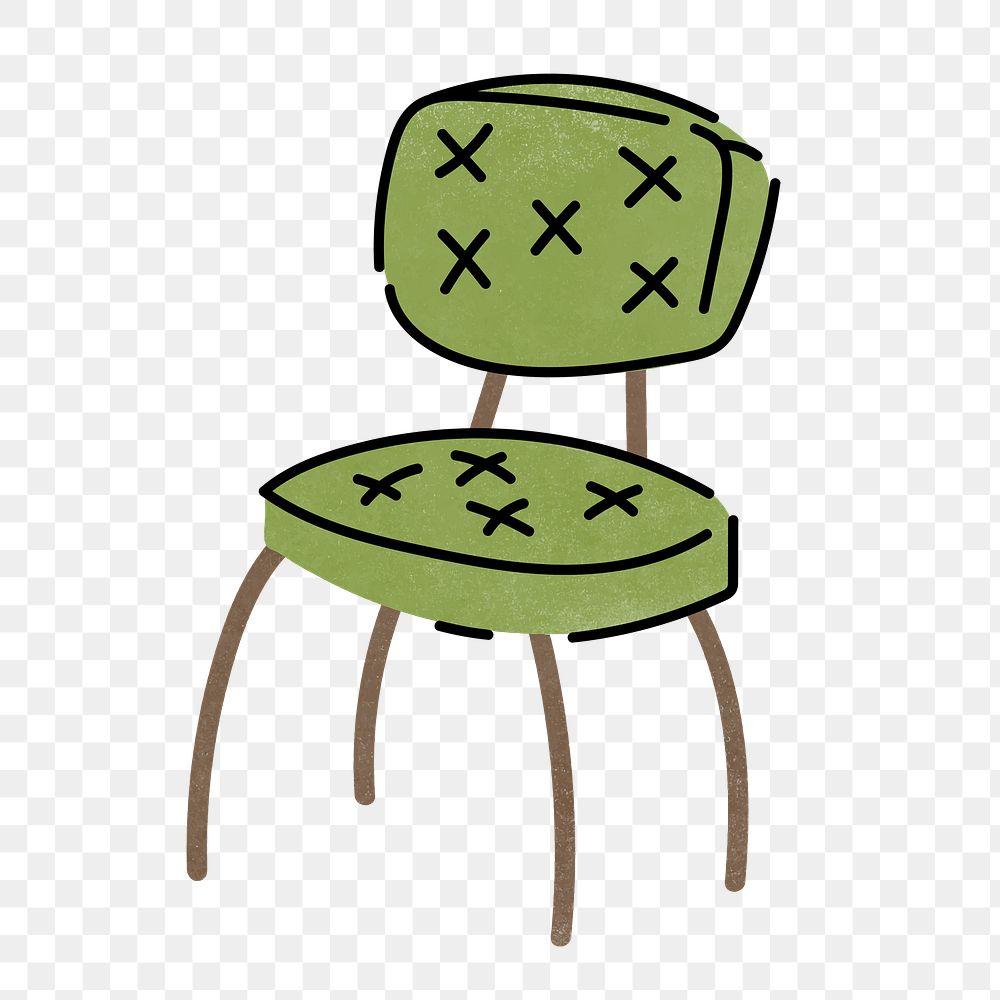 Green chair png sticker, furniture & home decor illustration, transparent background