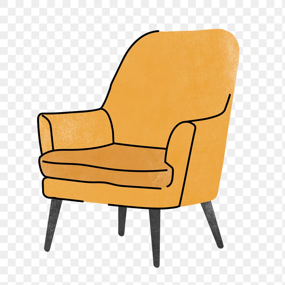 Retro armchair png sticker, furniture & home decor illustration, transparent background