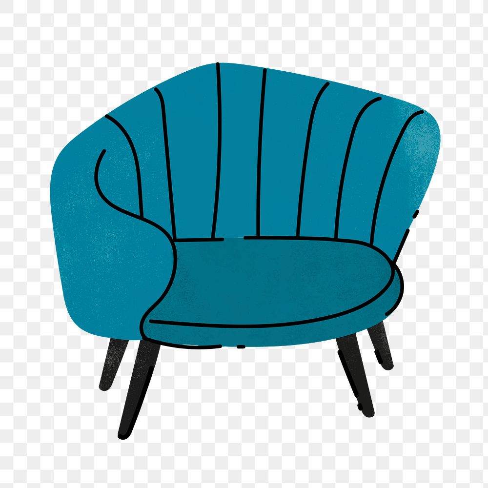 Blue chair png sticker, furniture & home decor illustration, transparent background